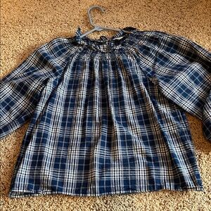 J. Crew Navy Plaid Blouse